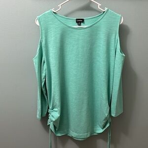 Links women’s Short Sleeves Cold Shoulder T-Shirt turquoise size medium